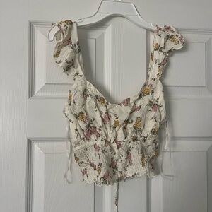 Floral Ruffle Sleeve Women's Top